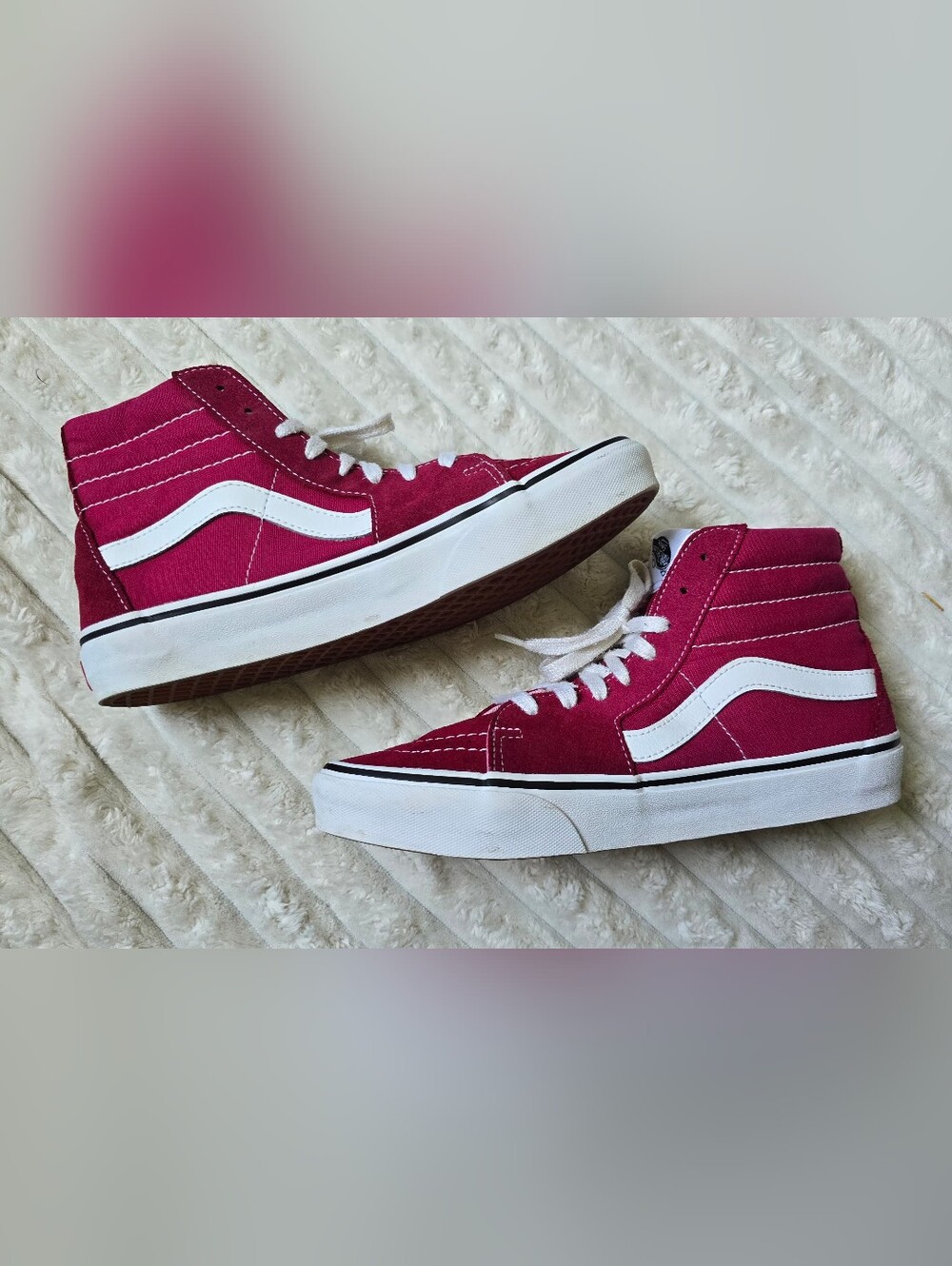 Vans Sk8-Hi Maroon Pink Magenta High Top Skate Shoes Womens Size 9.5 - Picture 4 of 10